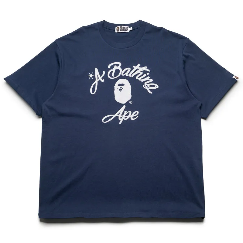 A Bathing Ape Chain Stitch College Tee - Navy