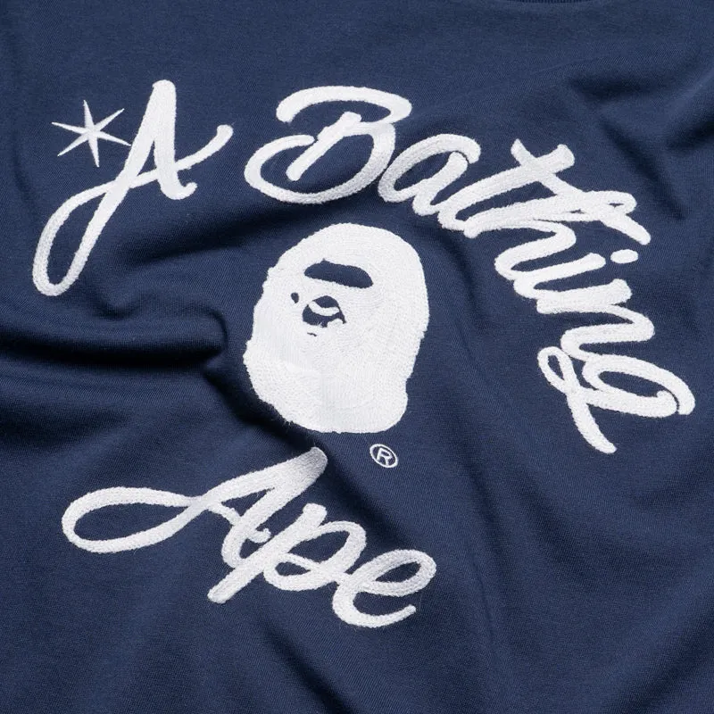A Bathing Ape Chain Stitch College Tee - Navy