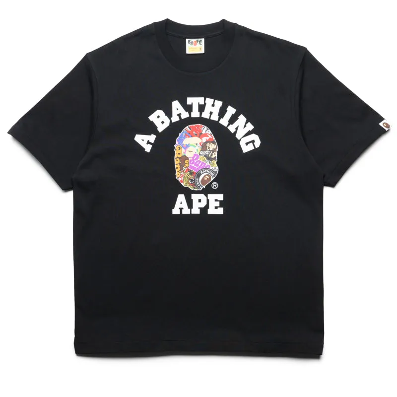A Bathing Ape Multi Logo College Tee - Black