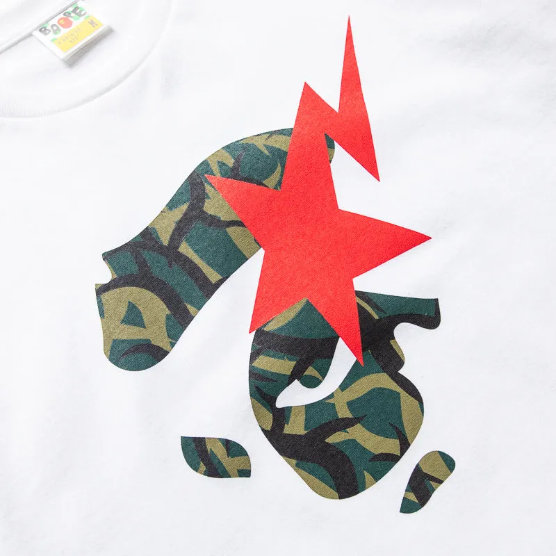 A Bathing Ape Trail Camo Ape Face Sta Tee - White/Green