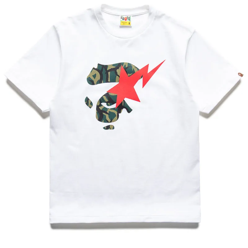 A Bathing Ape Trail Camo Ape Face Sta Tee - White/Green