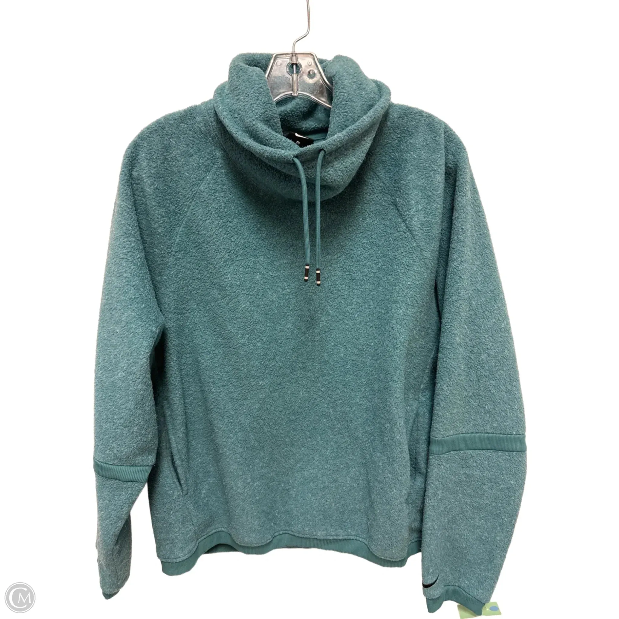 Athletic Sweatshirt Collar By Nike Apparel In Teal, Size: L