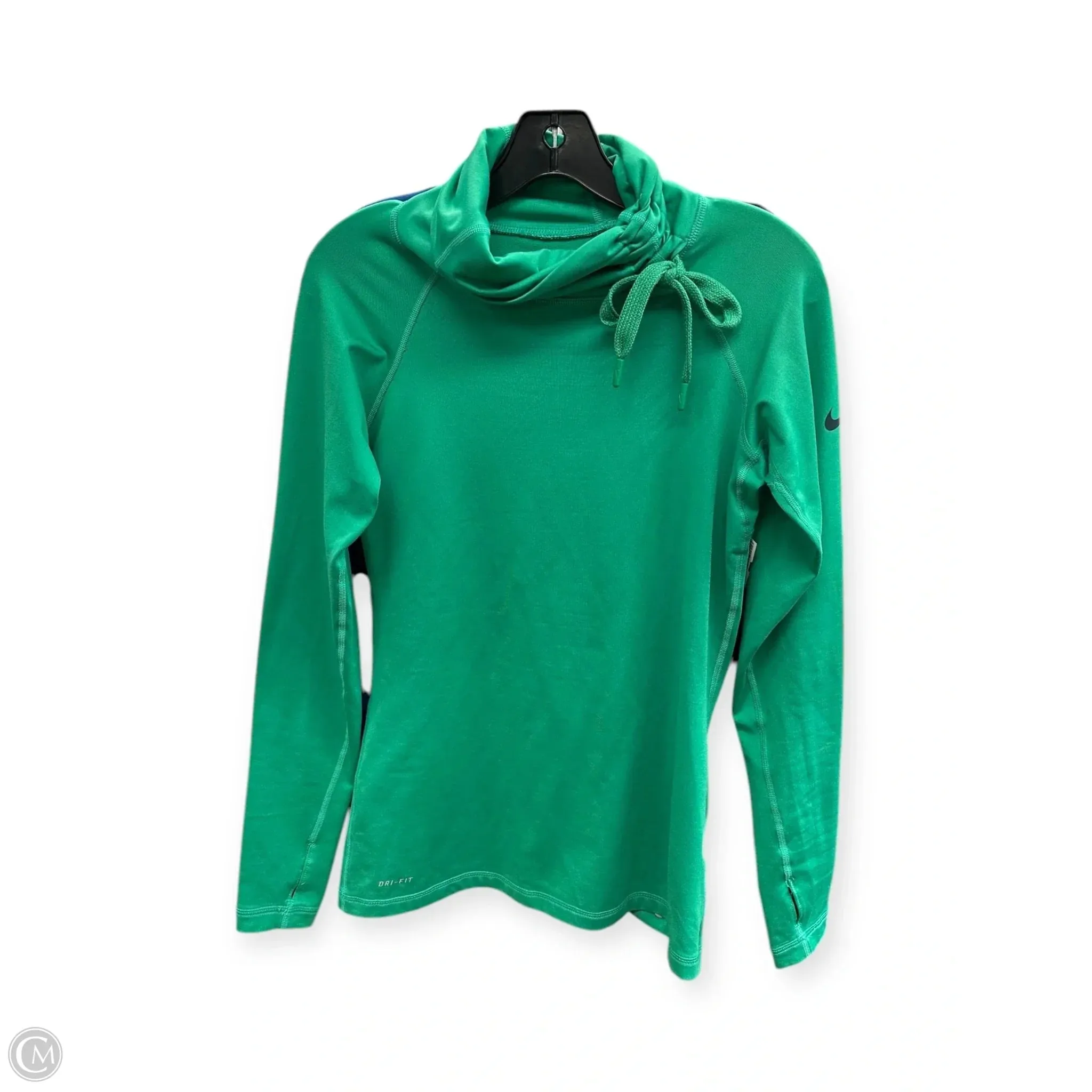 Athletic Top Long Sleeve Collar By Nike Apparel In Green, Size: M