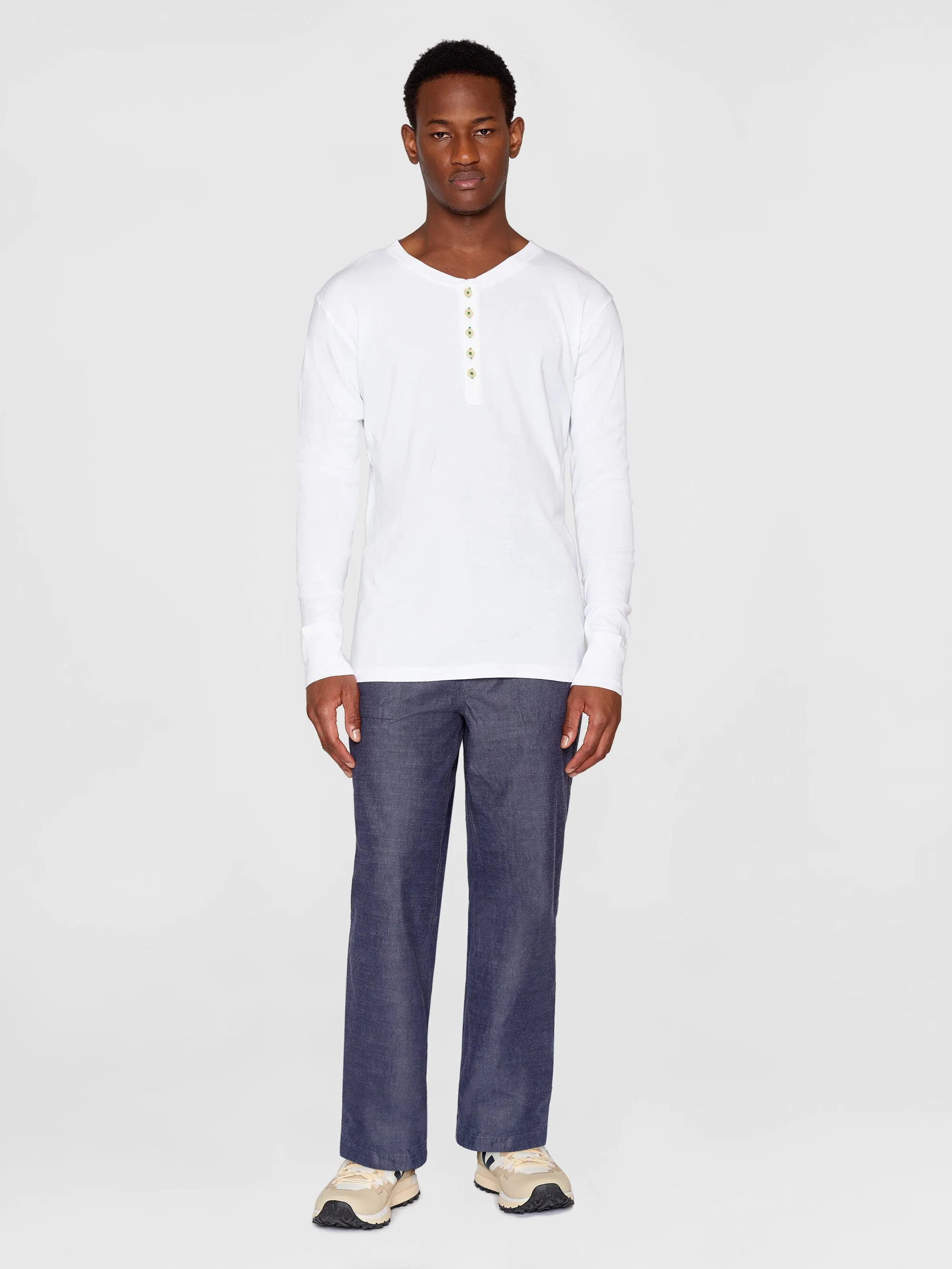 CEDAR LS Henley - Bright White Knowledge Cotton