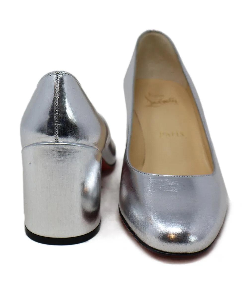 Christian Louboutin Silver Leather Heels sz 6
