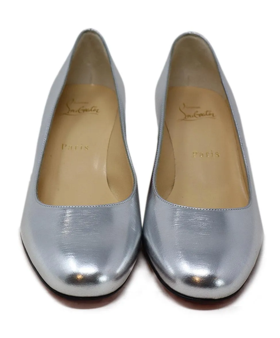 Christian Louboutin Silver Leather Heels sz 6