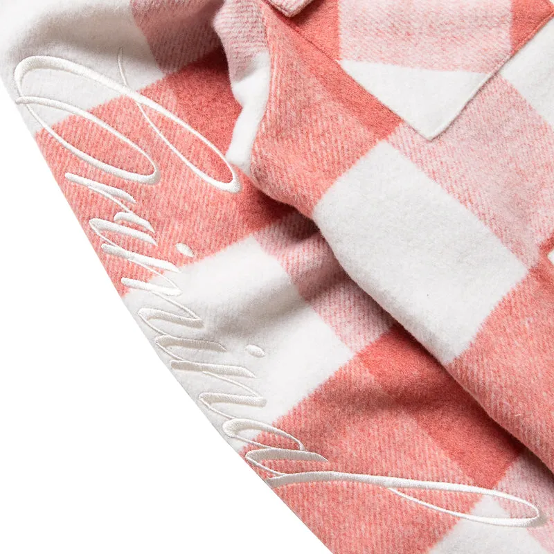 Criminal Damage Embroidered Sleeve Check Shirt - Pink/Ecru