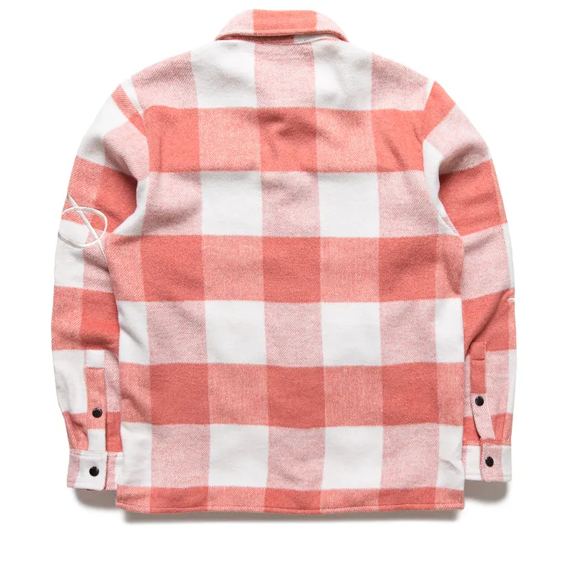 Criminal Damage Embroidered Sleeve Check Shirt - Pink/Ecru