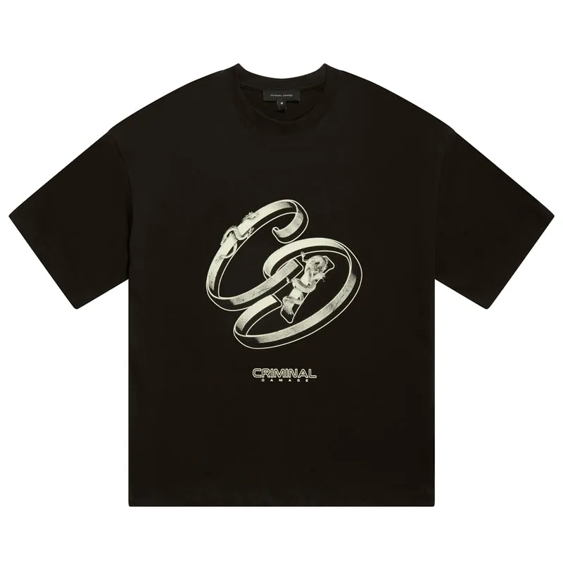 Criminal Damage Ribbon Logo Tee - Black