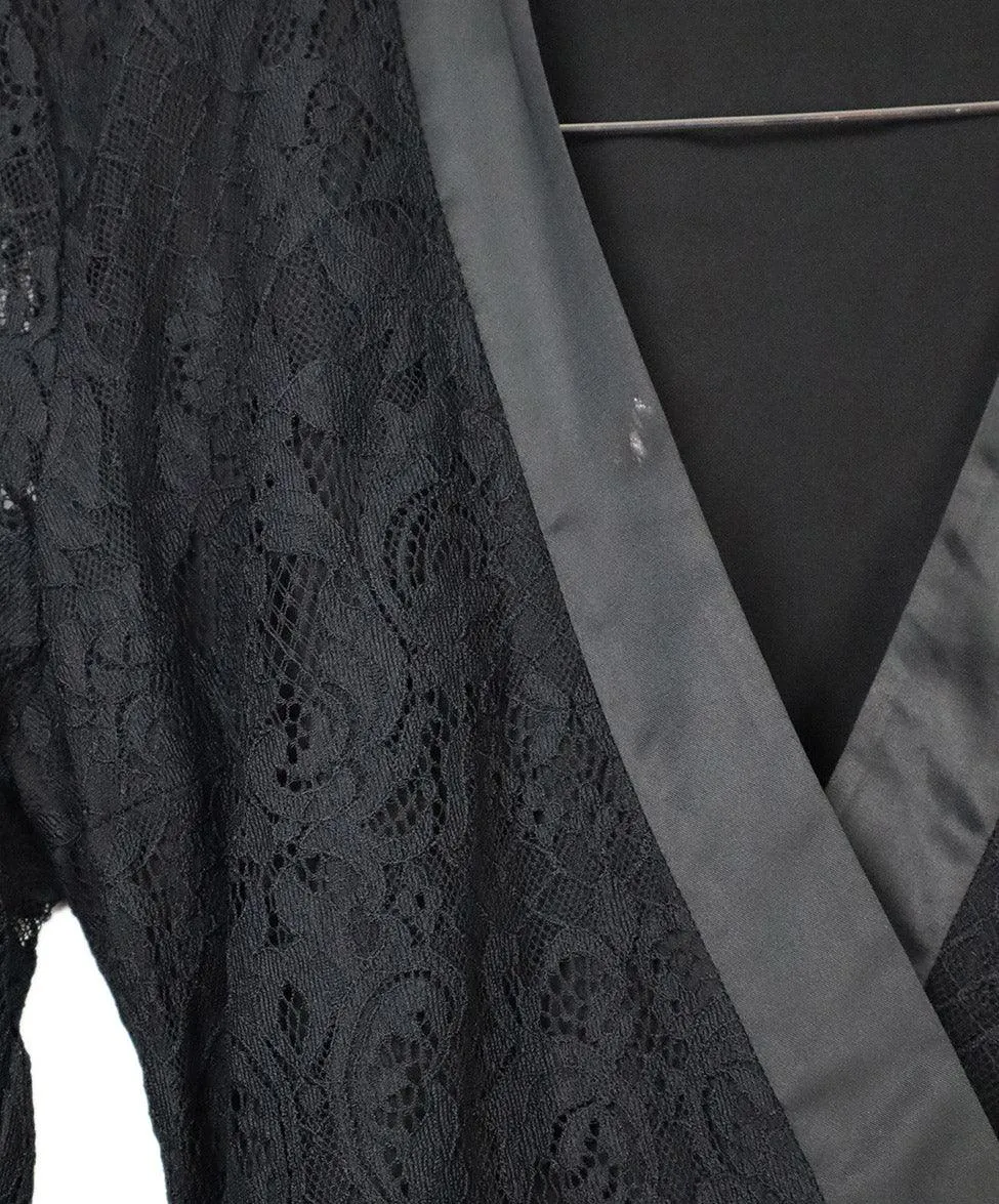 DVF Black Lace & Satin Trim Jumpsuit sz 0