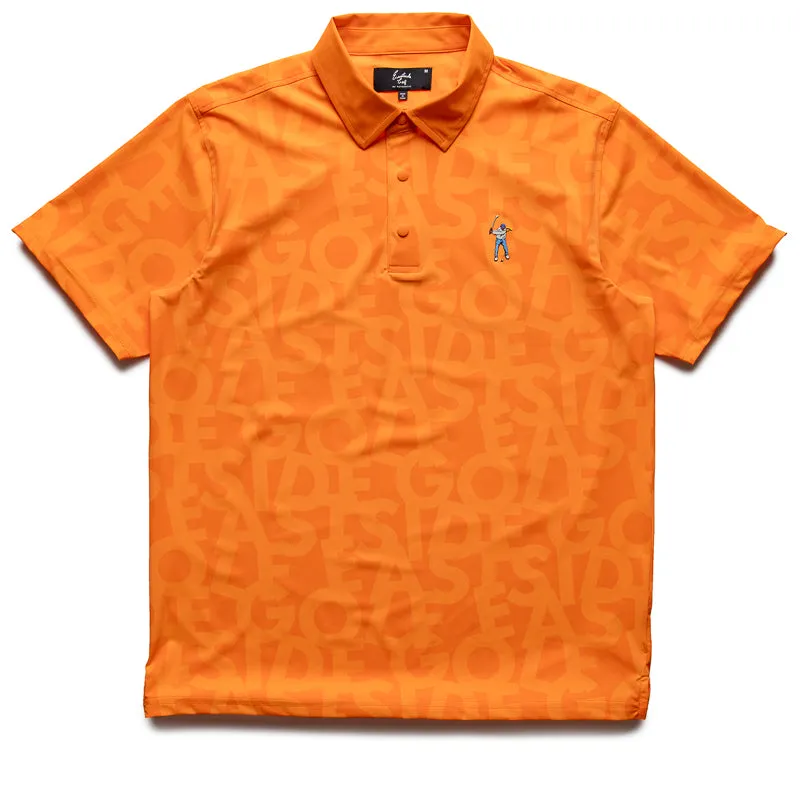 Eastside Golf Snap Placket Polo - Cantaloupe Shuffle Print
