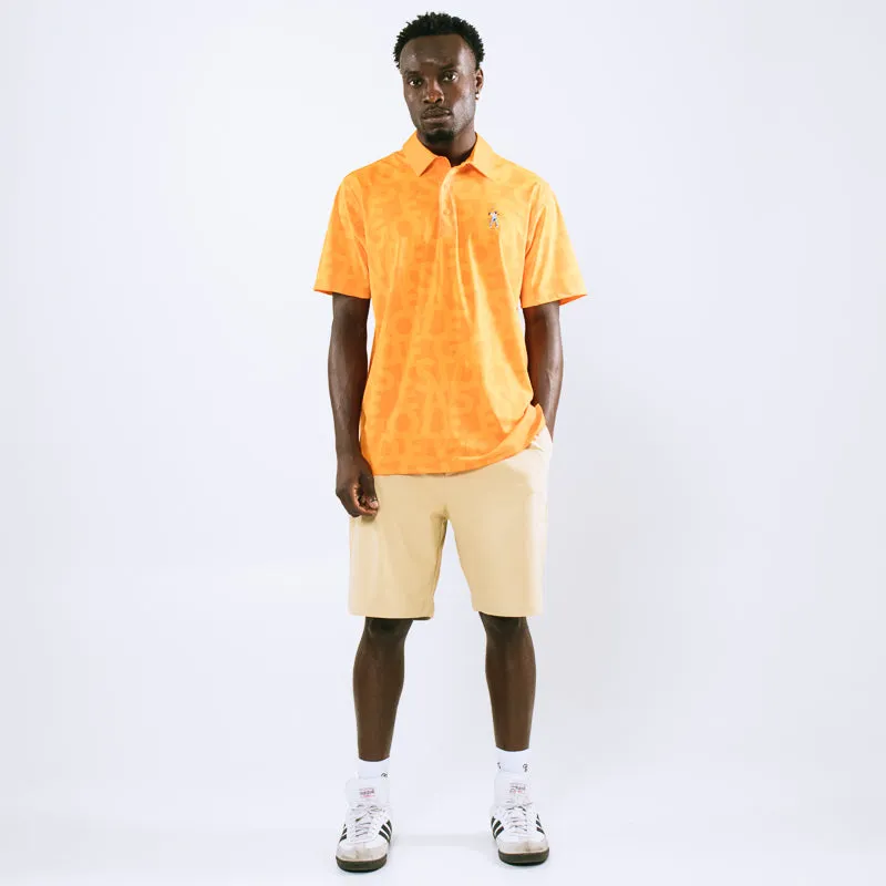 Eastside Golf Snap Placket Polo - Cantaloupe Shuffle Print
