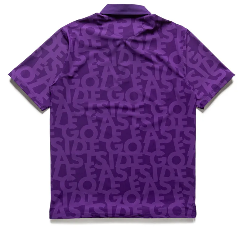 Eastside Golf Snap Placket Polo - Violet Shuffle Print