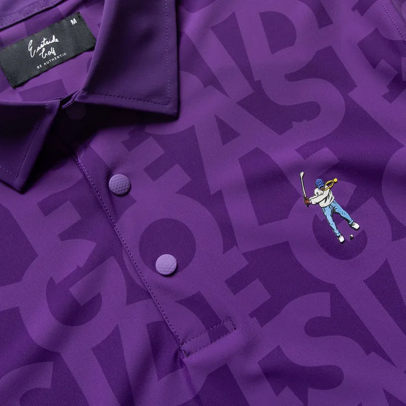 Eastside Golf Snap Placket Polo - Violet Shuffle Print