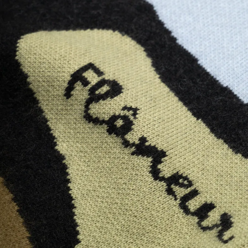 Flaneur Knitted Swirl Sweater - Khaki