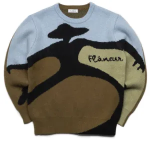 Flaneur Knitted Swirl Sweater - Khaki