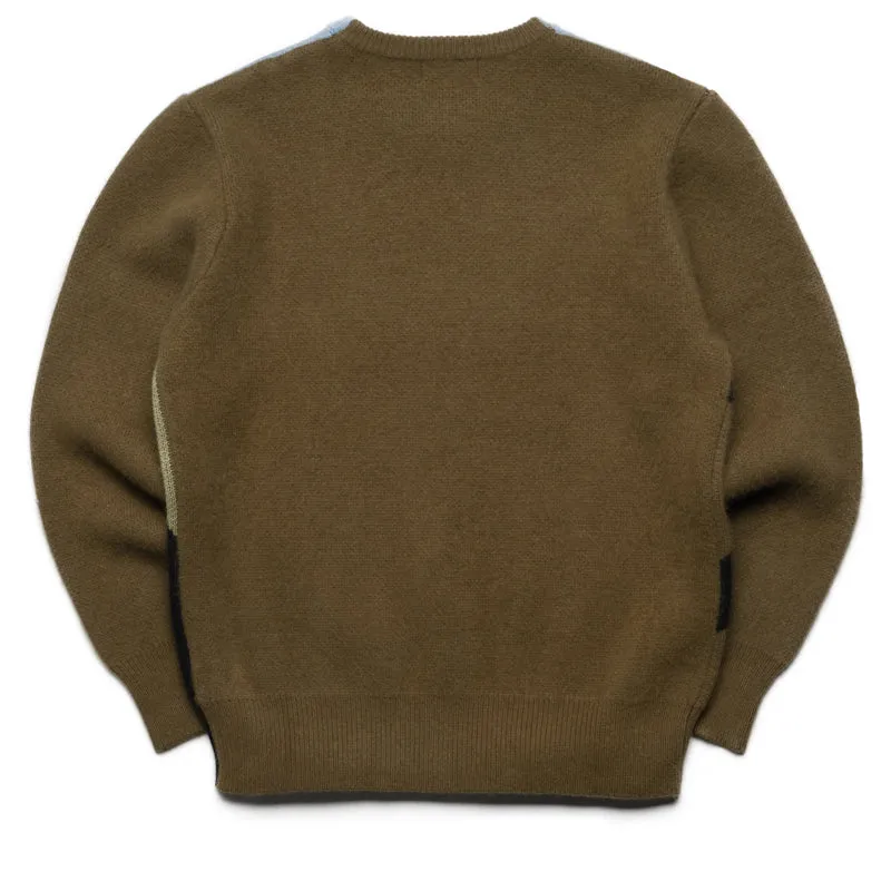 Flaneur Knitted Swirl Sweater - Khaki