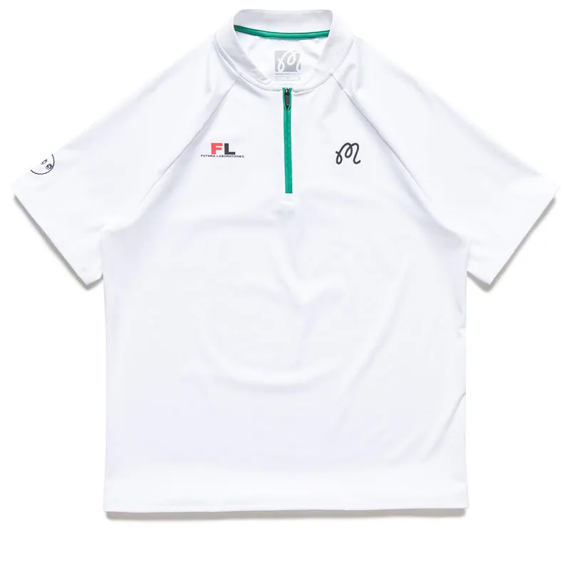 Futura Laboratories x Malbon Golf Zip Raglan Blade Polo - White