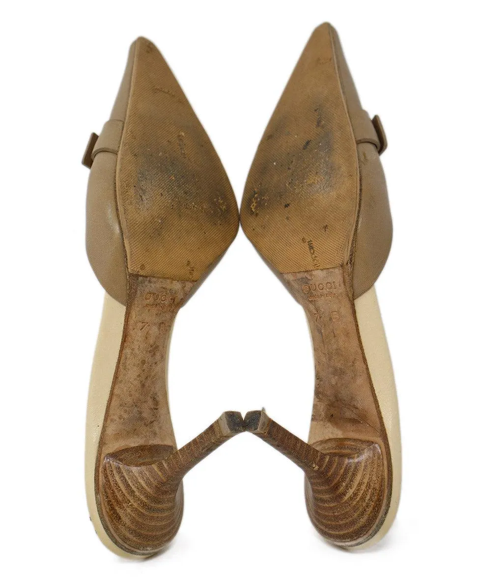 Gucci Vintage Beige Leather Heels sz 7