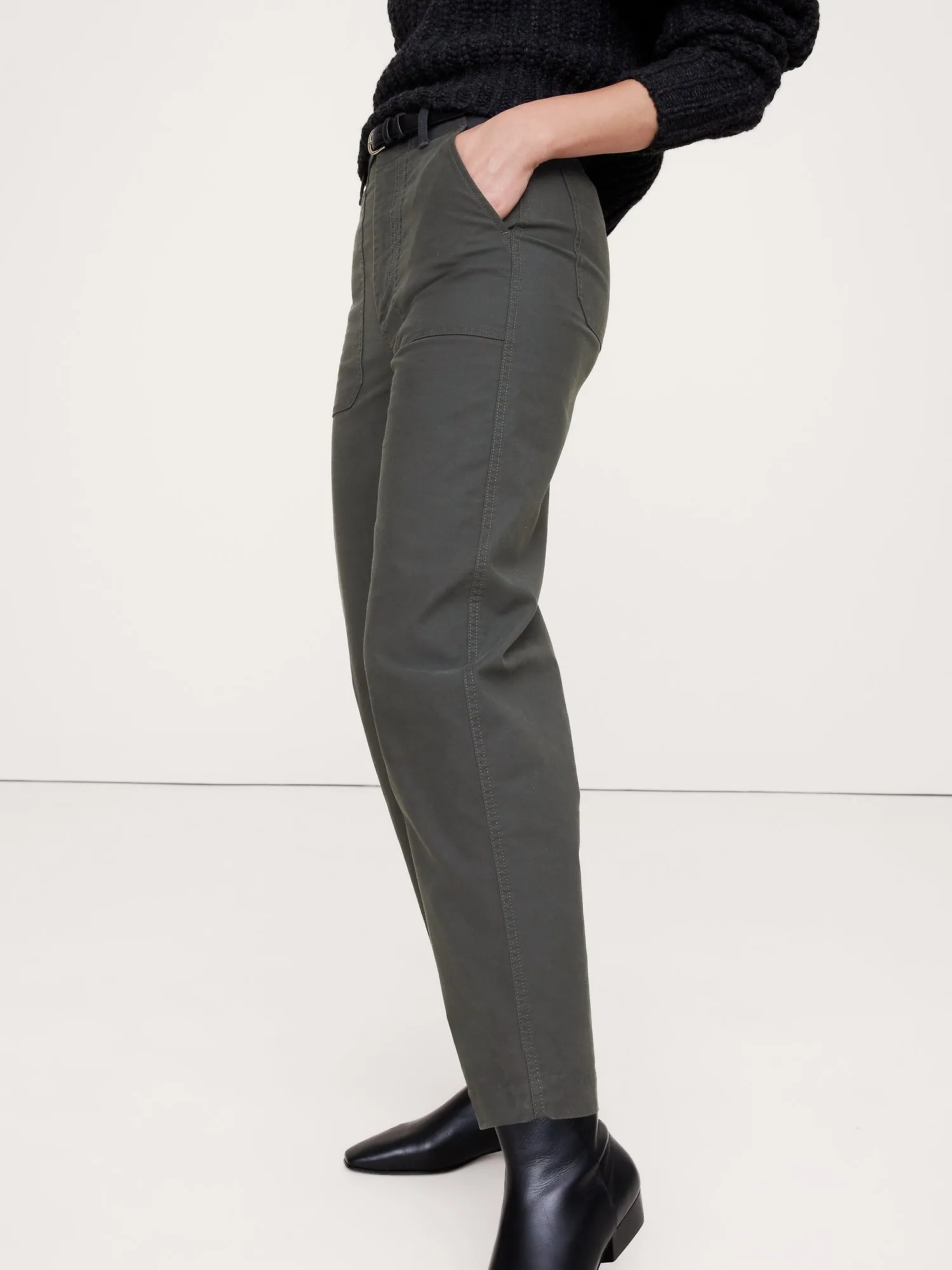 High-Rise Slim Barrel Utility Cropped Chino Banana Republic