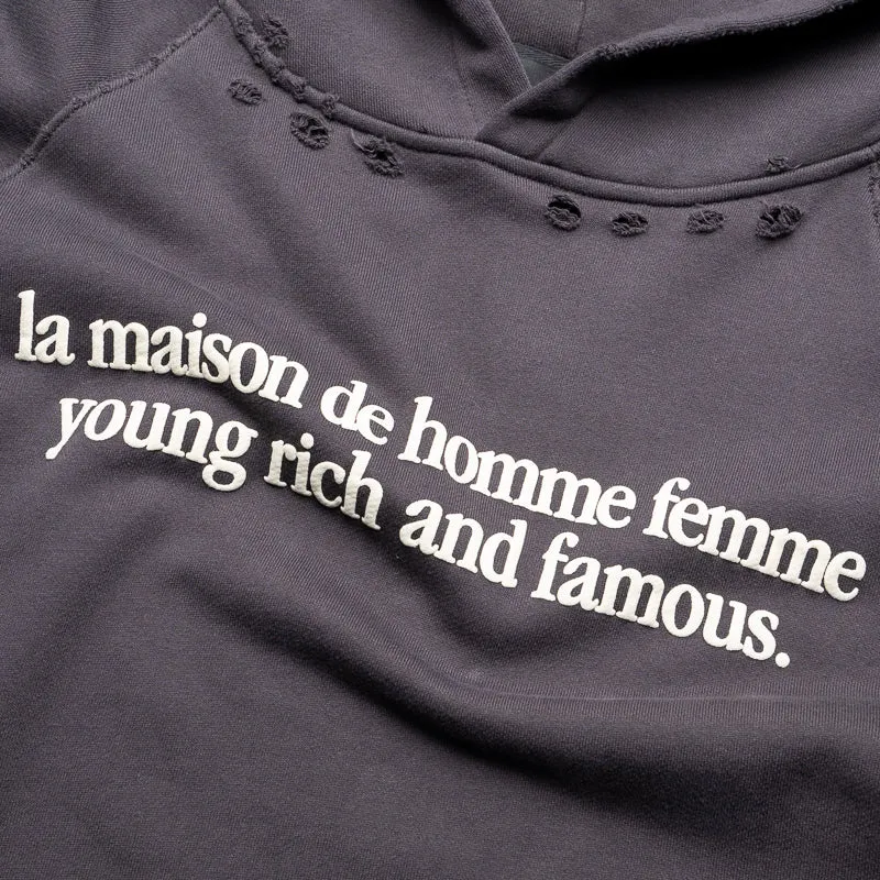 Homme Femme Destroyed Maison Hoodie - Black