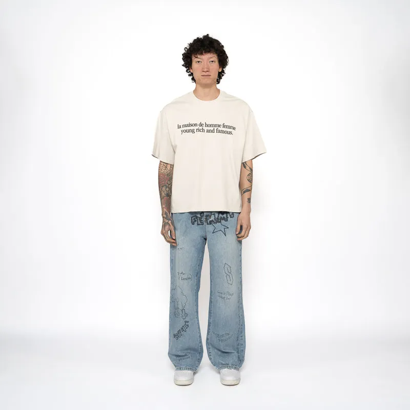Homme Femme Destroyed Maison Tee - White
