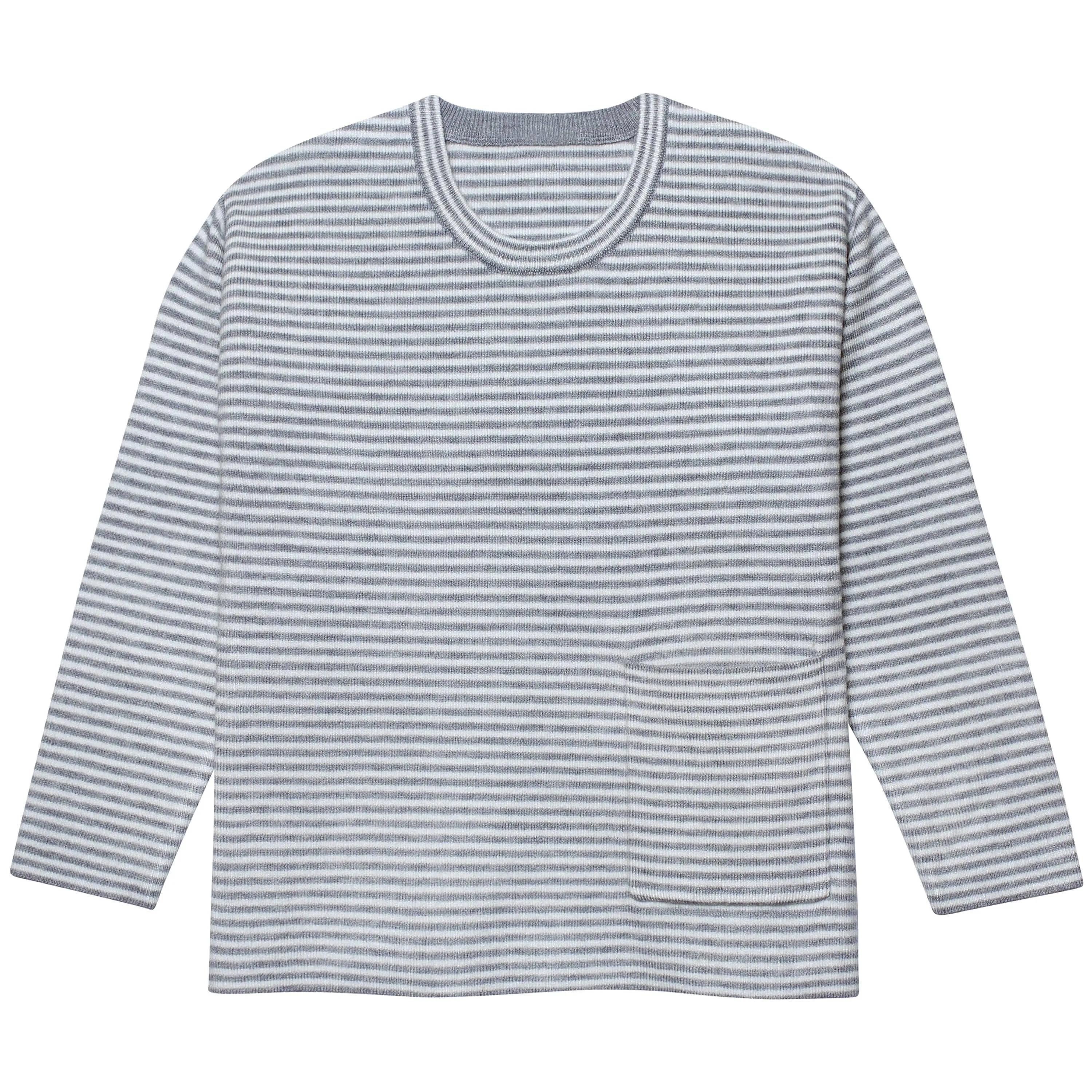 Infant & Toddler Boys Gray Heather Striped Sweater with Pocket Gerber Childrenswea