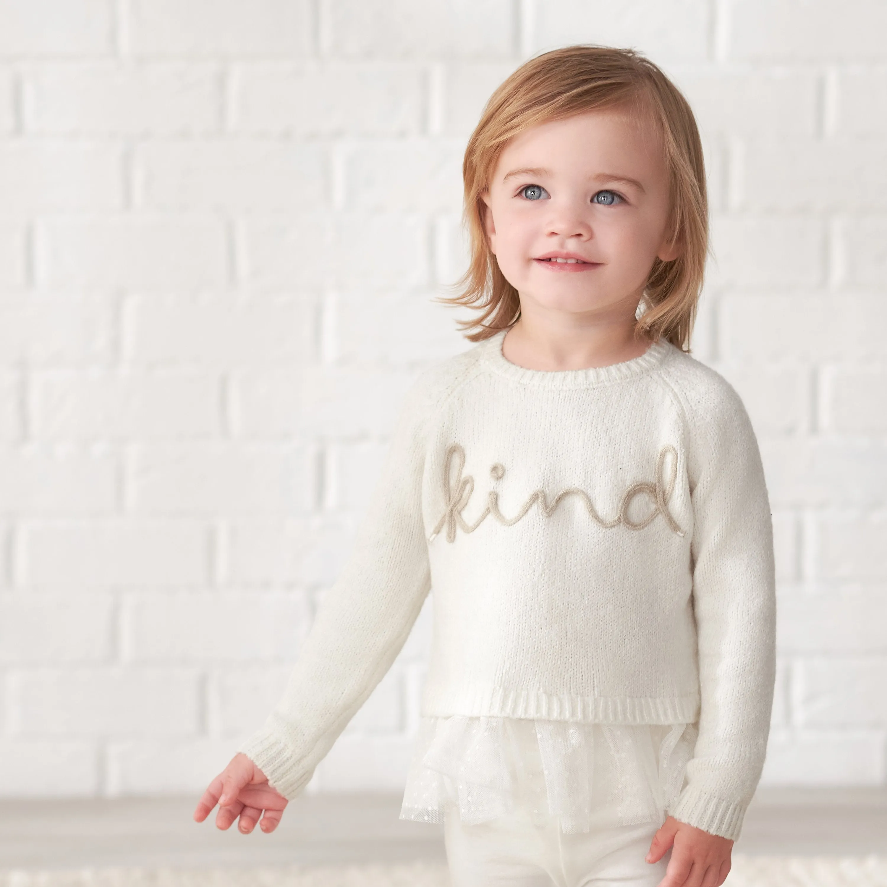 Infant & Toddler Girls White Sweater With Tulle Trim Gerber Childrenswea