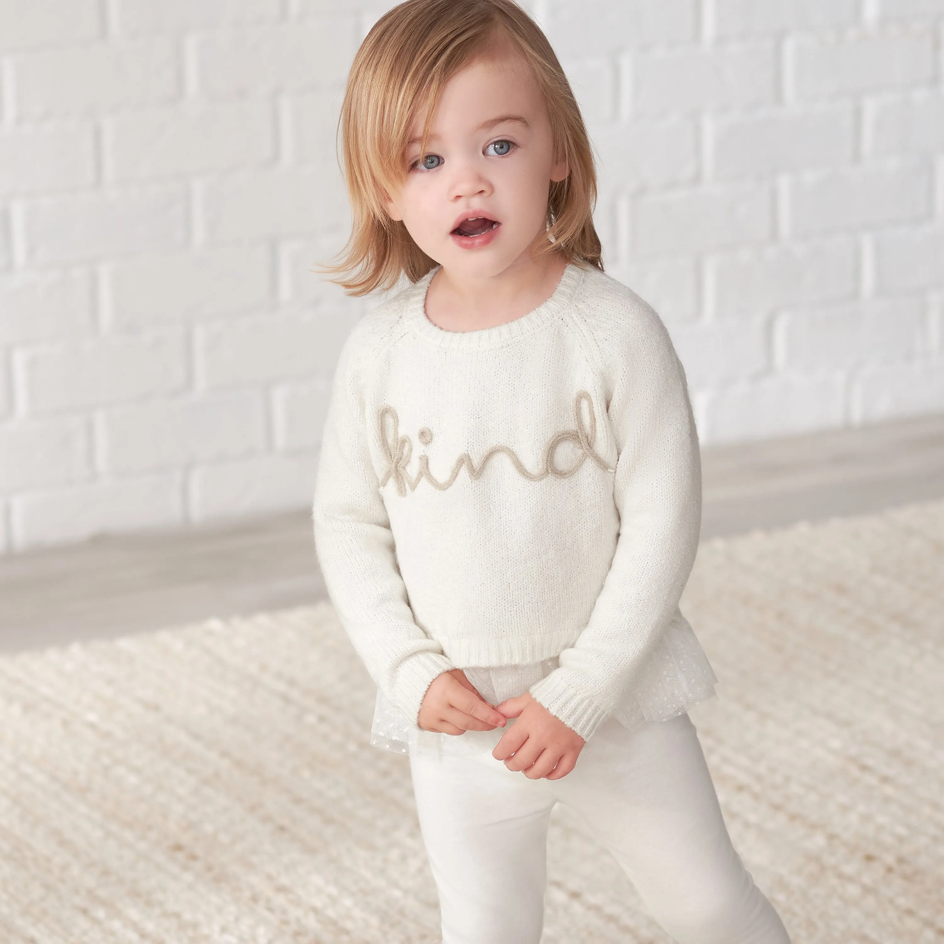 Infant & Toddler Girls White Sweater With Tulle Trim Gerber Childrenswea