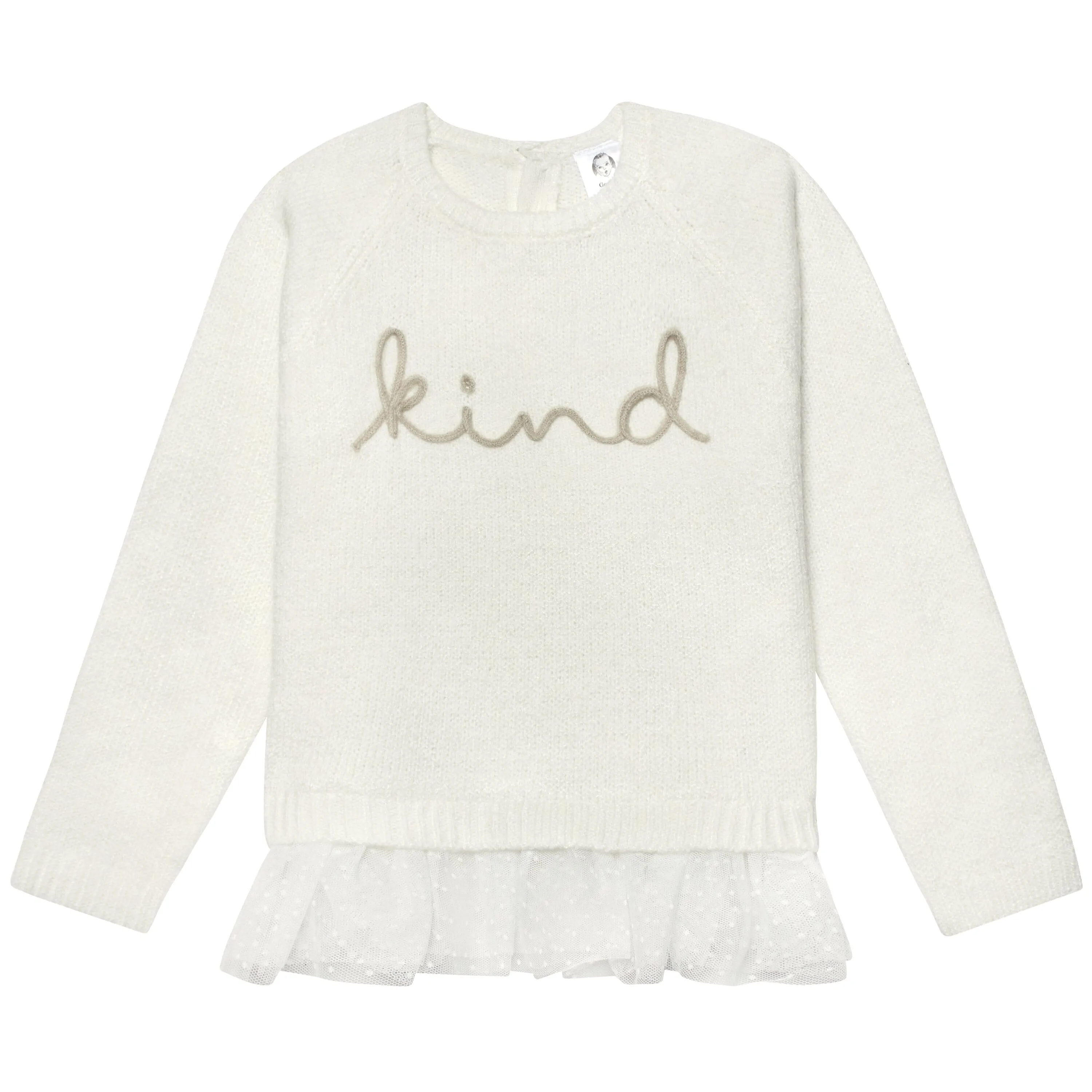 Infant & Toddler Girls White Sweater With Tulle Trim Gerber Childrenswea
