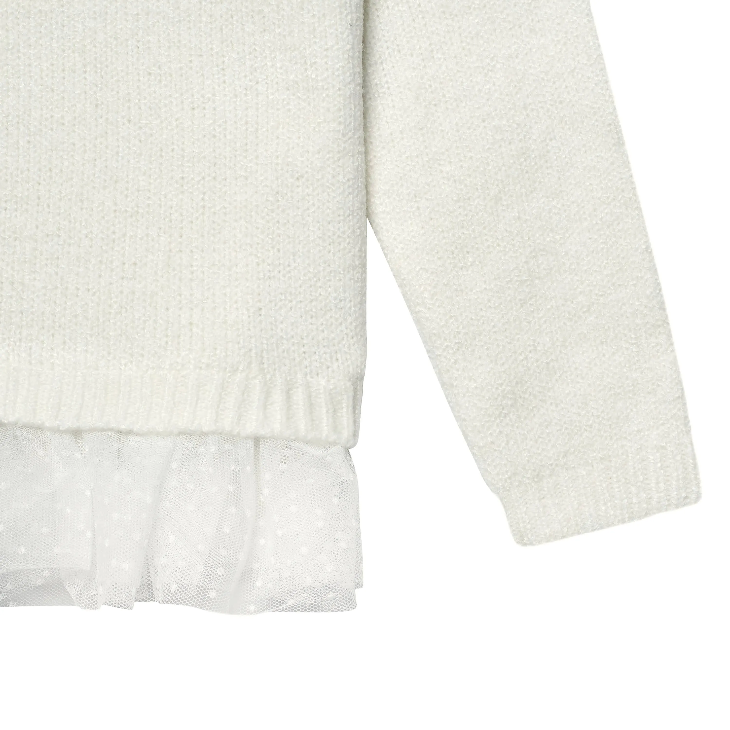 Infant & Toddler Girls White Sweater With Tulle Trim Gerber Childrenswea