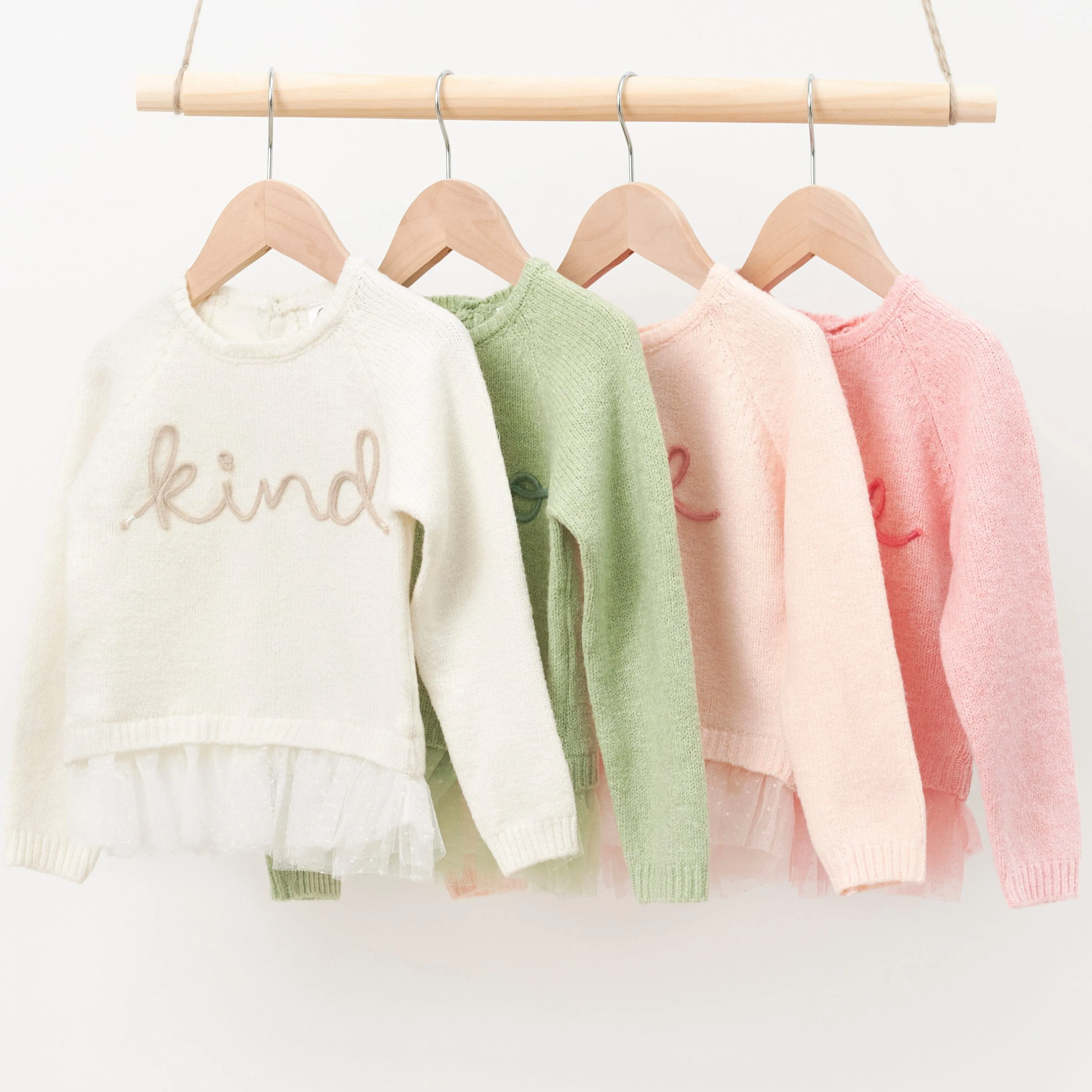 Infant & Toddler Girls White Sweater With Tulle Trim Gerber Childrenswea