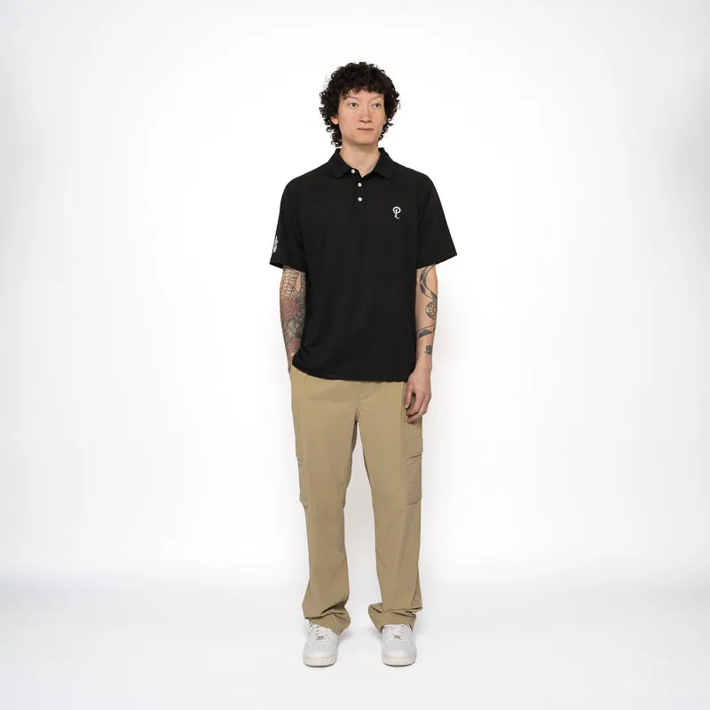 Malbon Golf Raglan Sleeve Mesh Polo - Black
