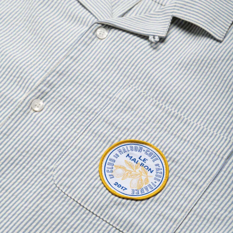 Malbon Golf Saint Tropez Seersucker L/S Shirt - Blue