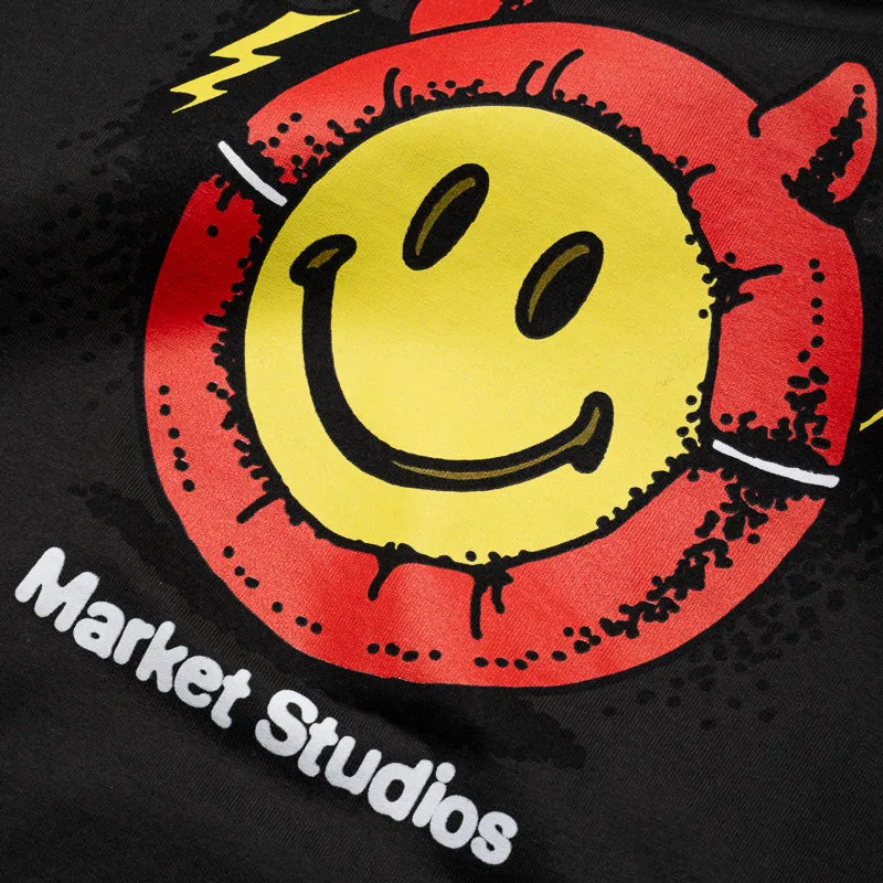Market Smiley Masked Tee - Washed Black