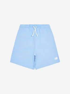 New Balance Boys French Terry Small Logo Shorts in Blue