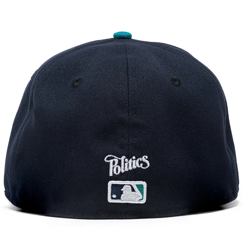 New Era x Politics Seattle Mariners 59FIFTY Fitted Hat - Navy/Teal