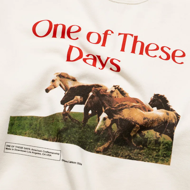 One Of These Days Wild Horses Crewneck - Bone