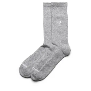 Politics Embroidered Crew Sock - Grey