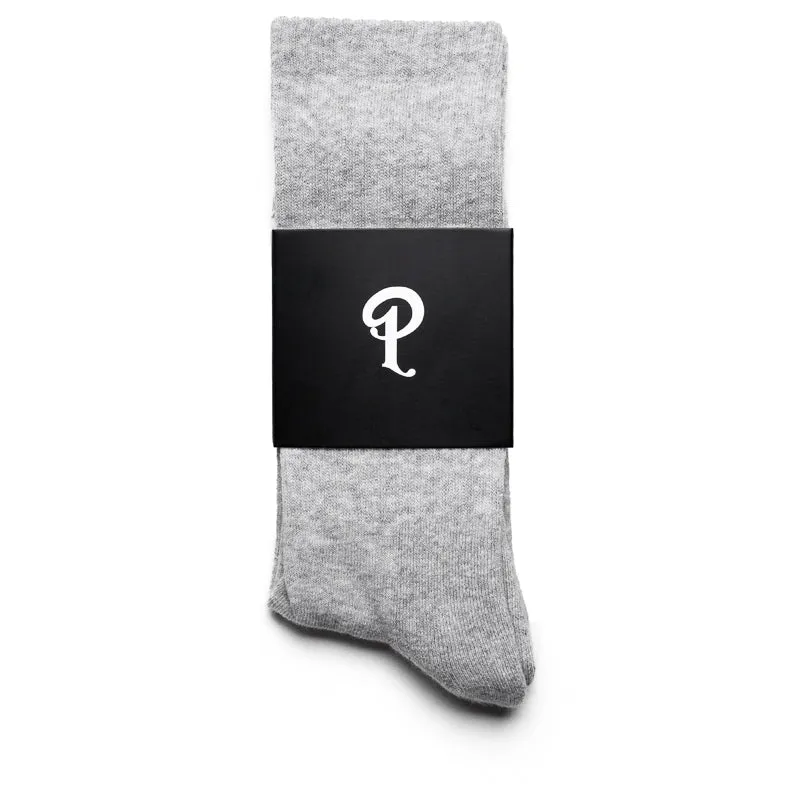 Politics Embroidered Crew Sock - Grey