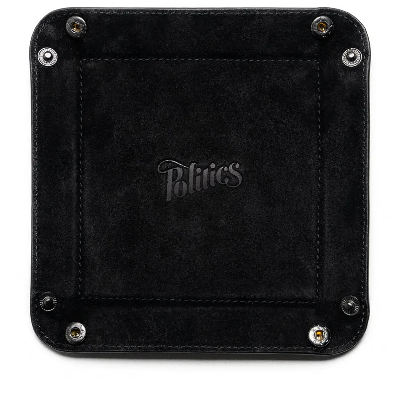 Politics Leather Valet Tray - Black