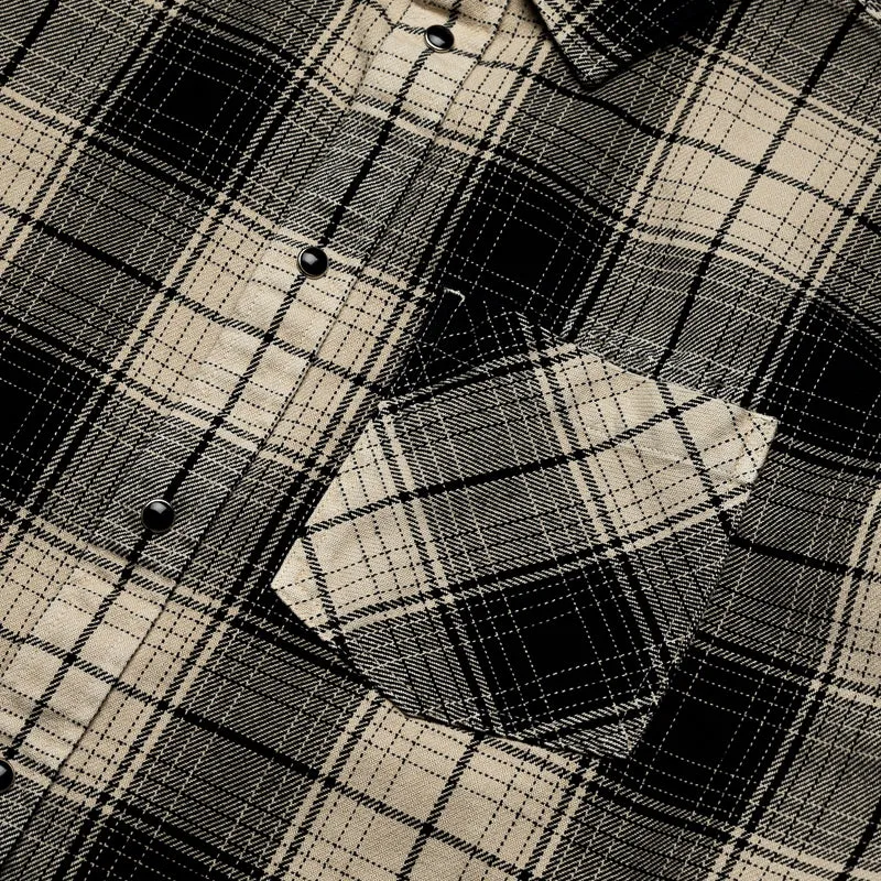Purple Brand Wordmark Plaid Western Shirt - Brown