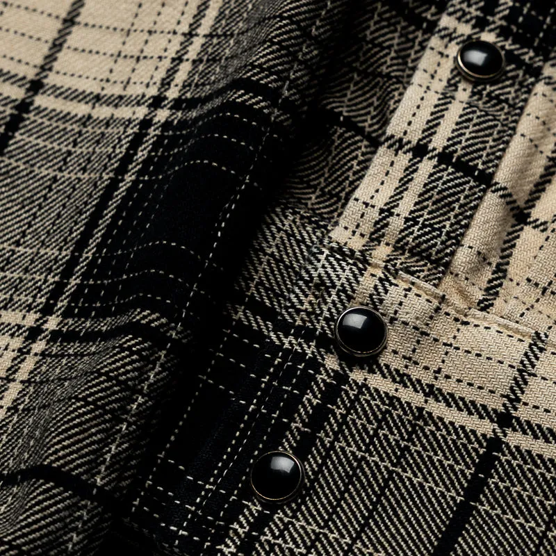 Purple Brand Wordmark Plaid Western Shirt - Brown