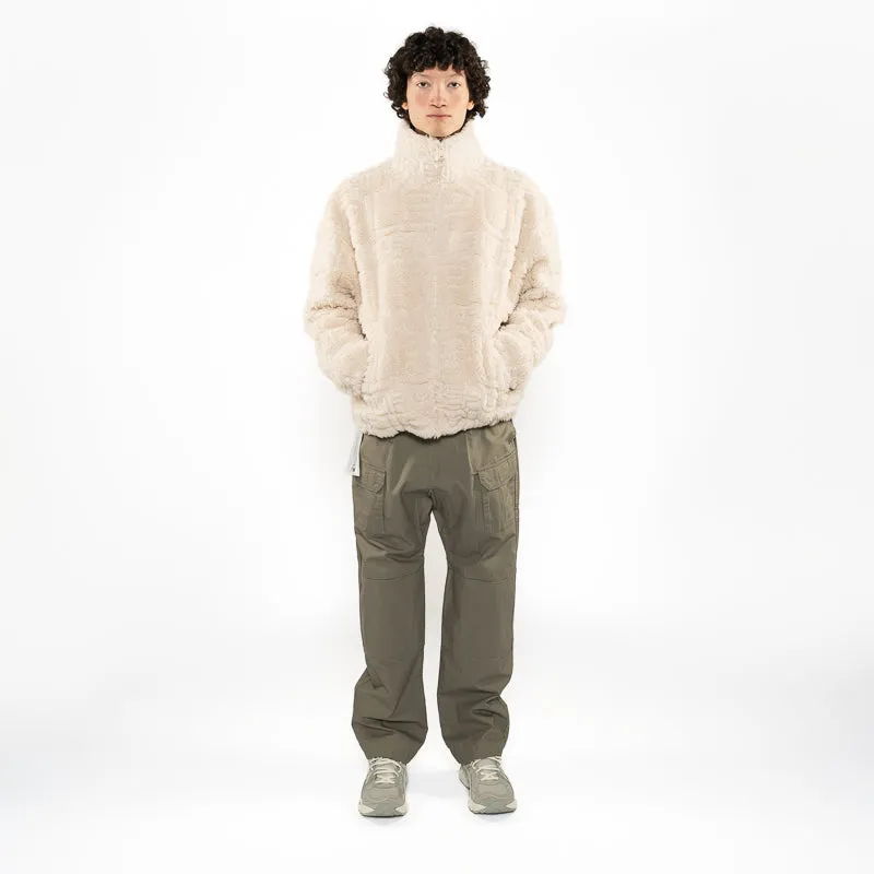 Purple Brand Wordmark Repeat Sherpa Jacket - Ecru
