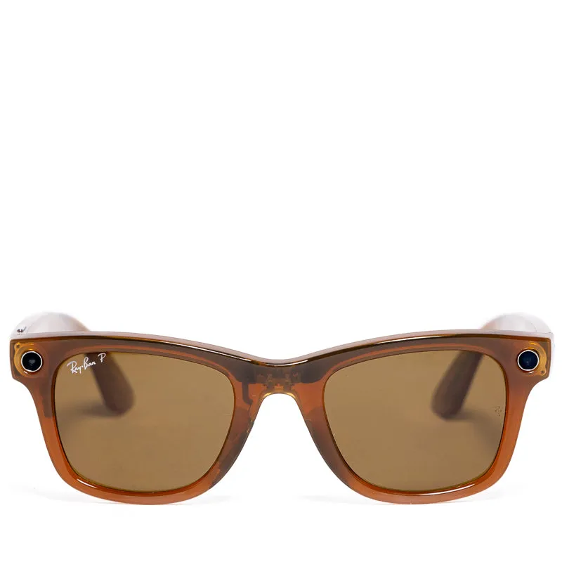 Ray-Ban Wayfarer Meta - Shiny Caramel/Polar Brown