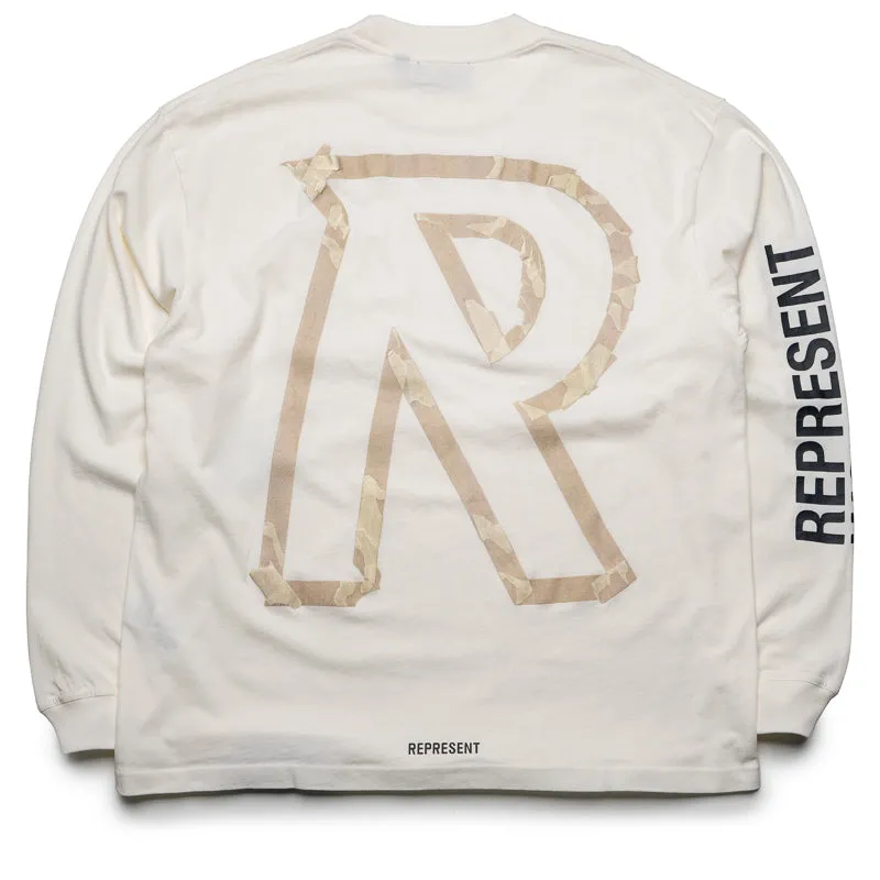 Represent Masking Tape Initial L/S Tee - Flat White