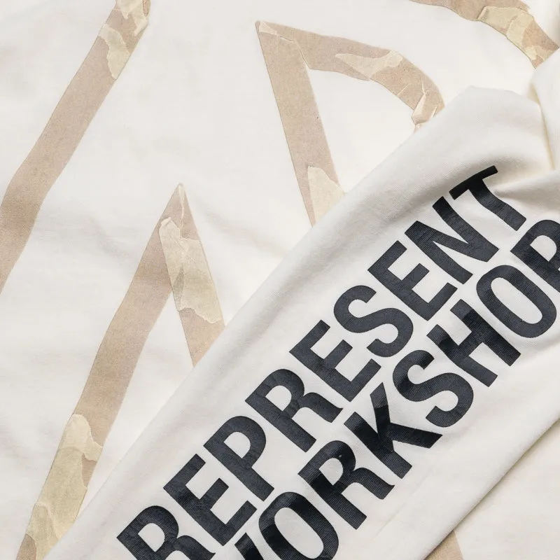 Represent Masking Tape Initial L/S Tee - Flat White
