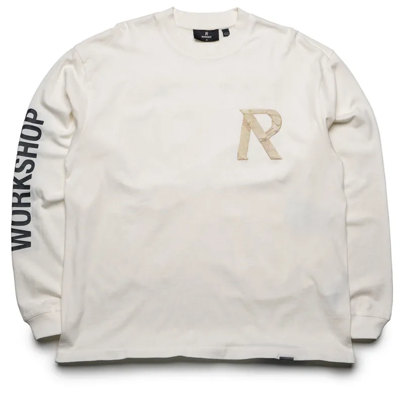 Represent Masking Tape Initial L/S Tee - Flat White