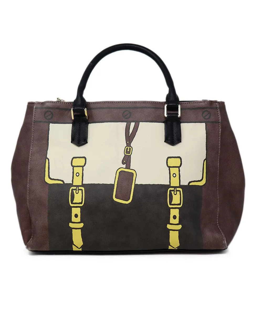 Roberta Di Camerino Brown & Ivory Print Tote