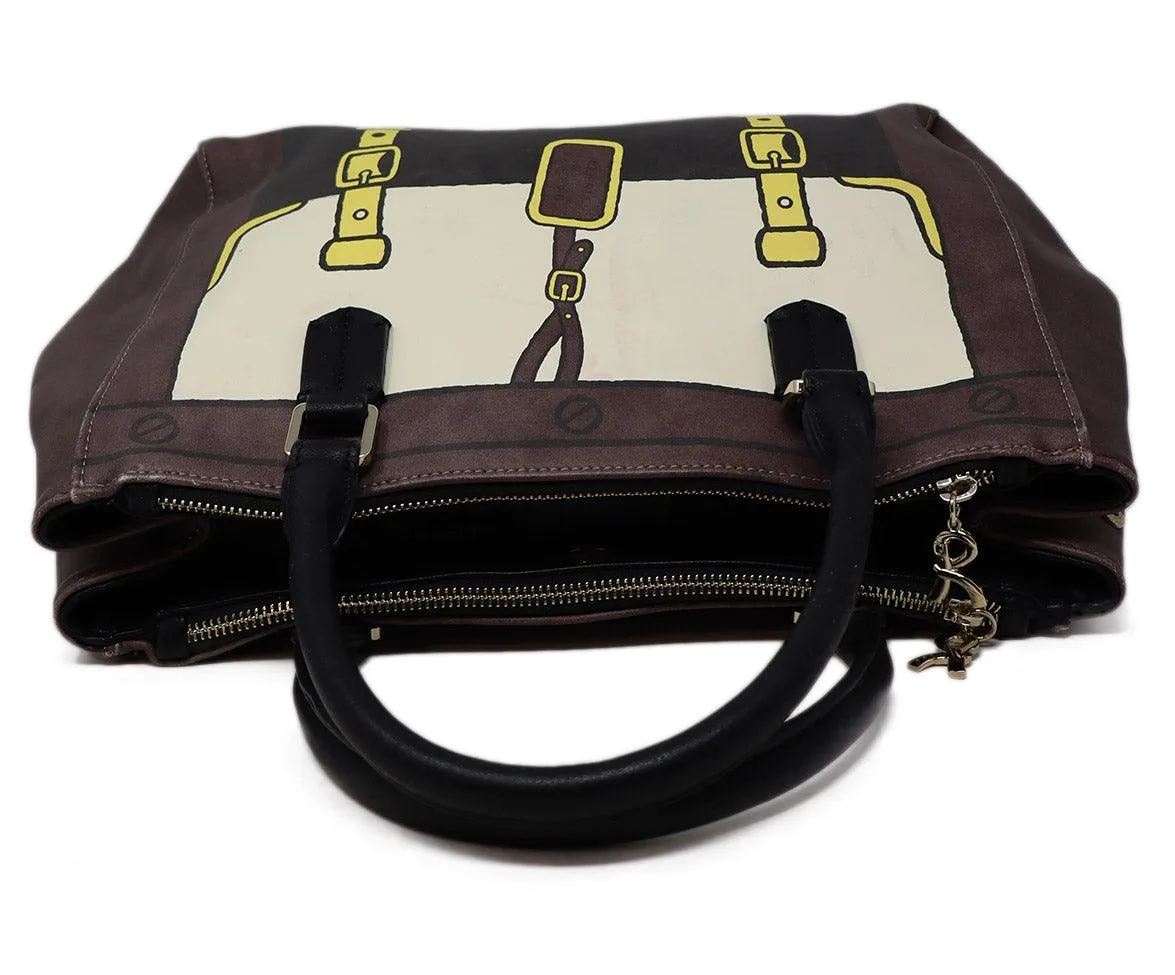 Roberta Di Camerino Brown & Ivory Print Tote
